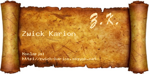Zwick Karion névjegykártya